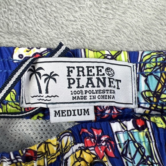 FREE‎ PLANET SWIM TRUNKS MEN'S MEDIUM COCKTAIL BEER BOARD SHORTS BEACH - Picture 7 of 13